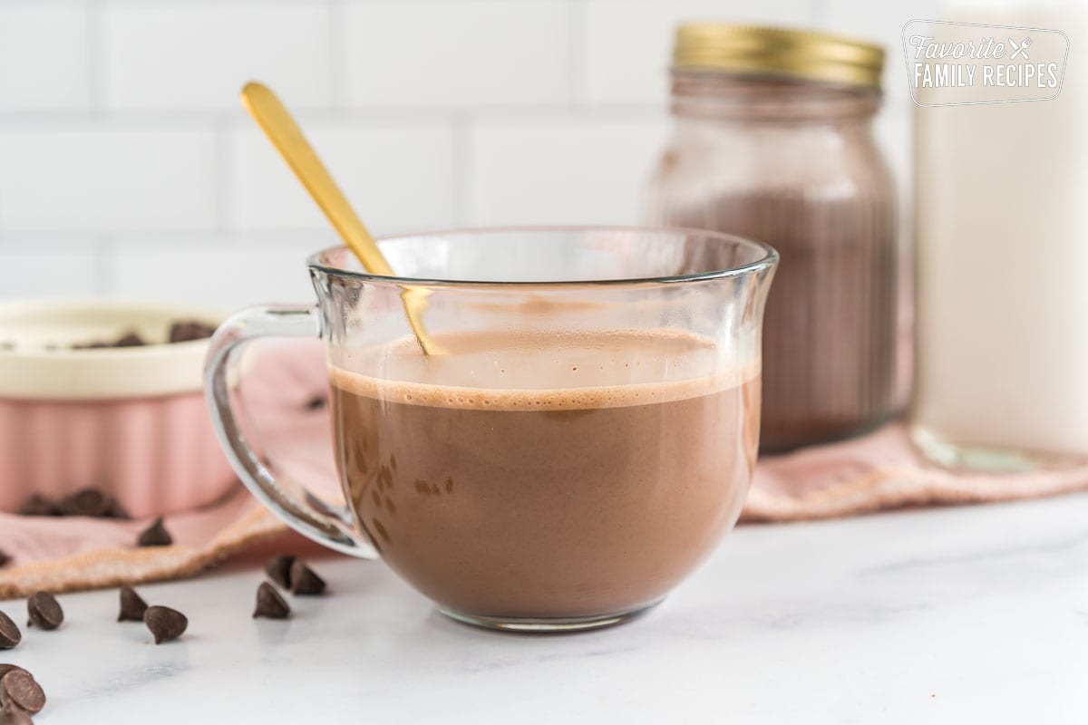 A mug of vegan hot chocolate