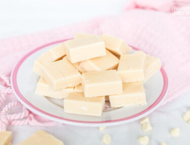 Pieces of white fudge on a plate