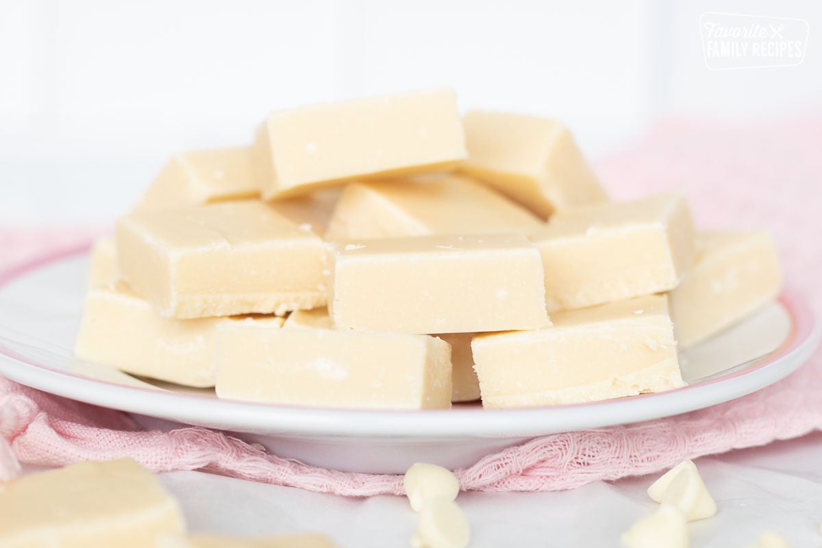 Close up of vanilla fridge on a plate.