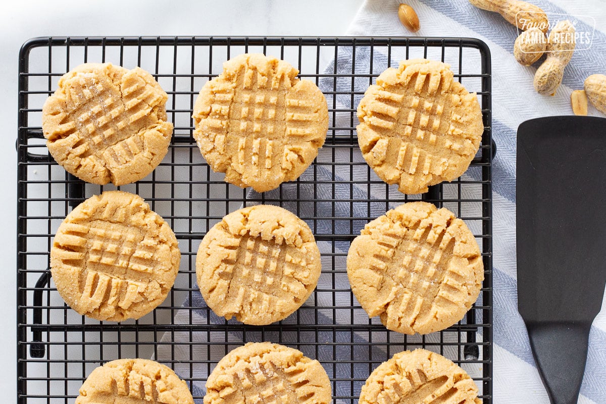 Cooling rack of Peanut Butter Cookies.