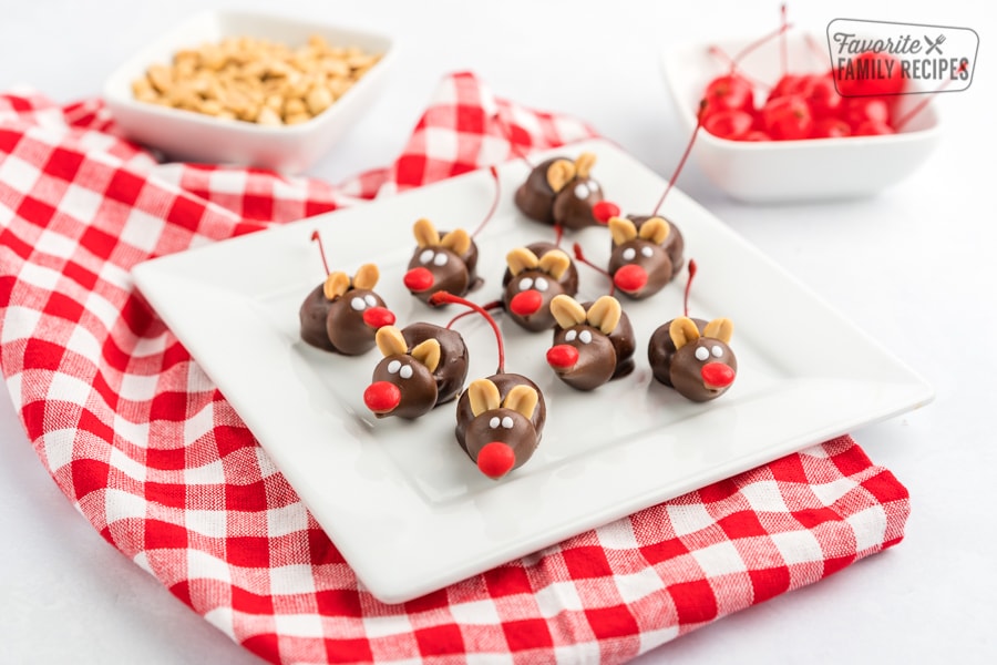 Chocolate mice on a plate