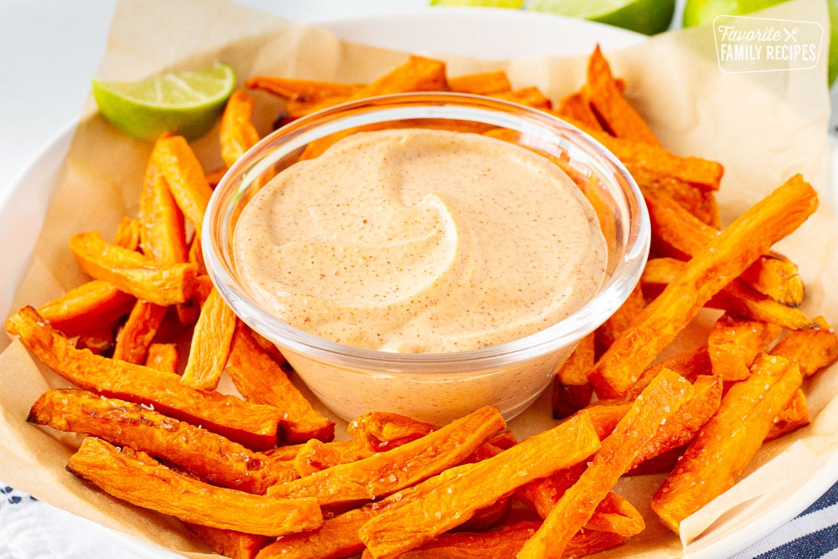 Close-up of Dipping Sauce for Sweet Potato Fries.
