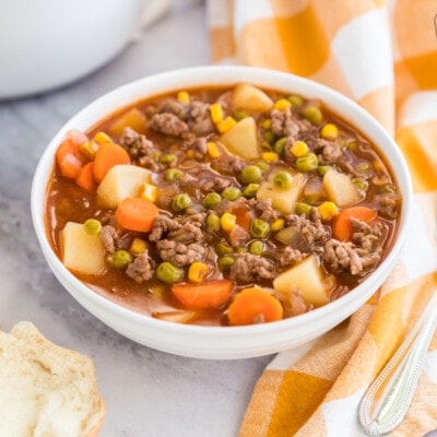 A bowl of crock pot vegetable beef stew