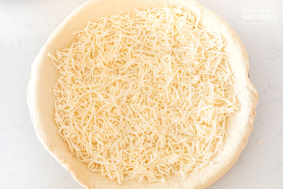 Deep dish pizza crust with cheese