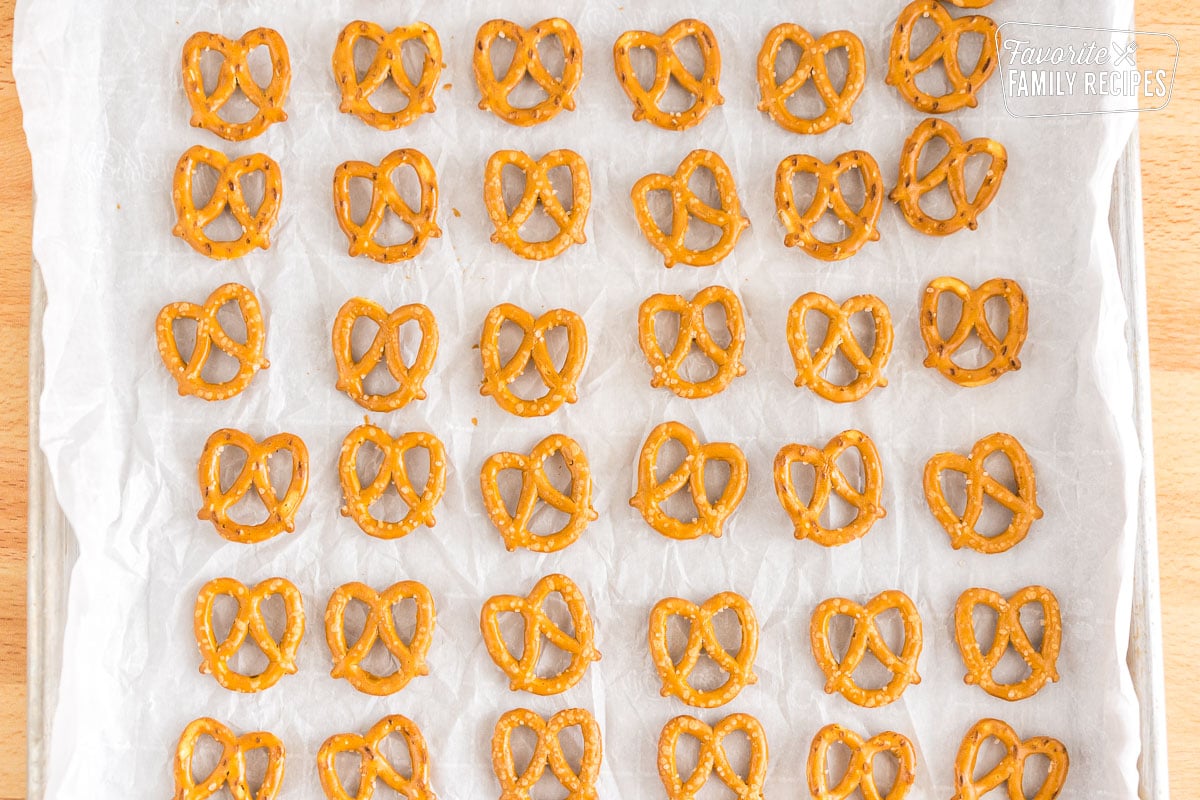 Pretzels on a baking sheet