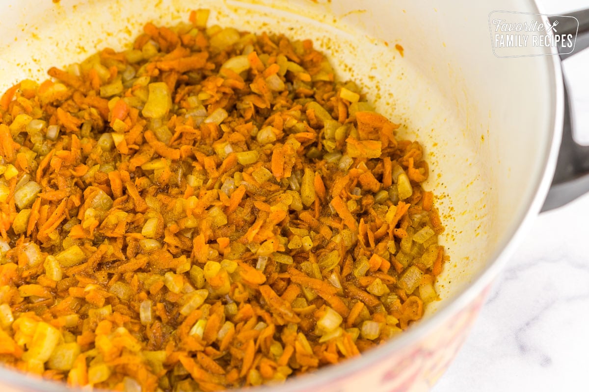 Carrots and onions sauteed in butter with flour and curry powder