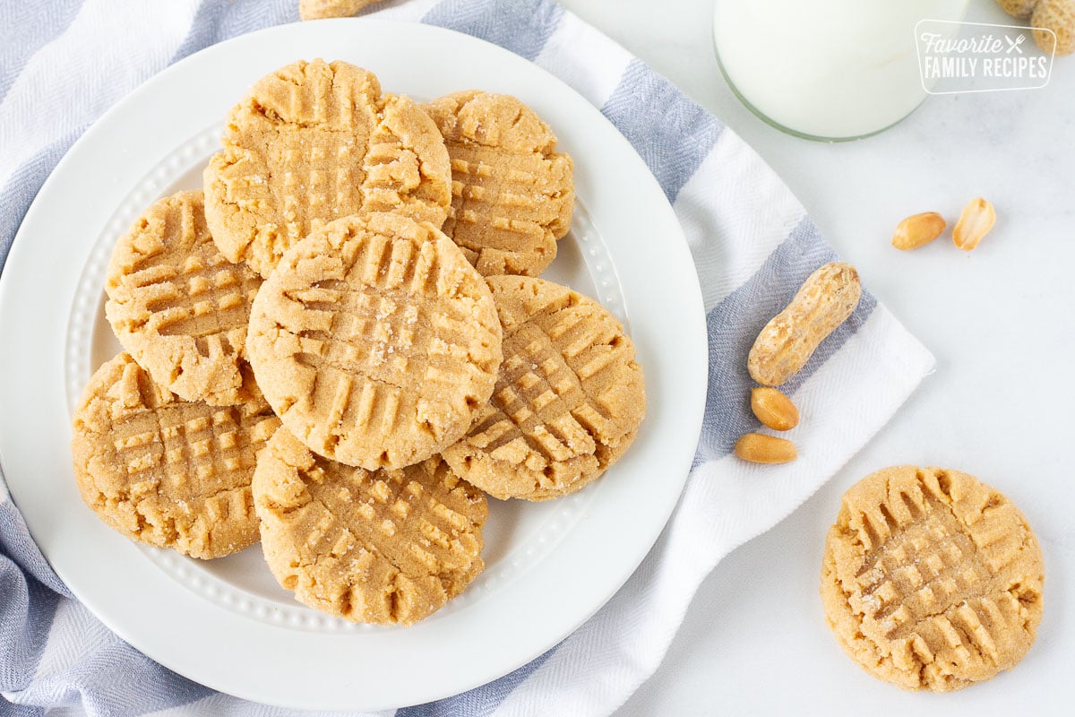 Plate of Peanut Butter Cookies and a glass of milk.
