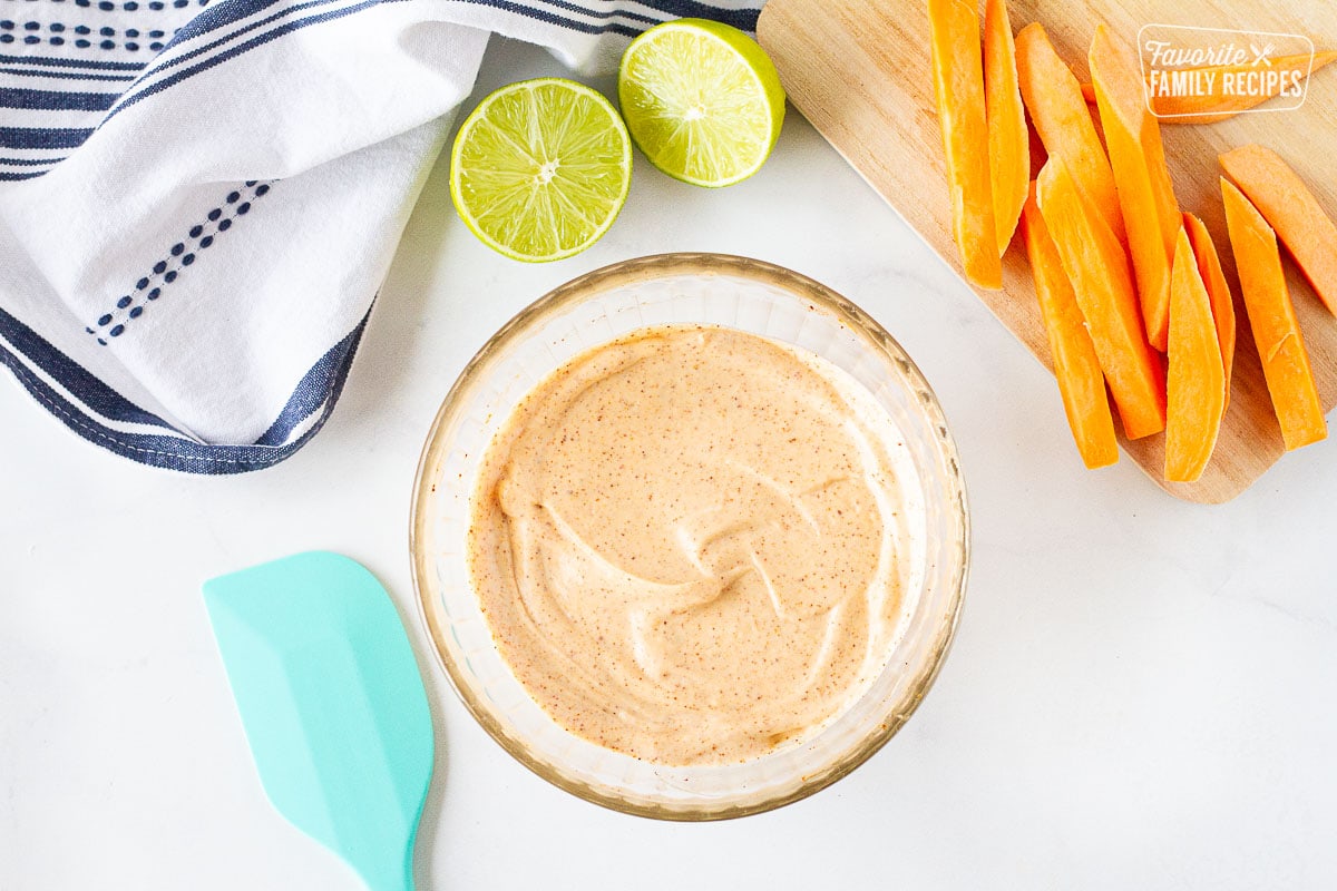 Bowl of combined Sweet Potato Fries Dipping Sauce.