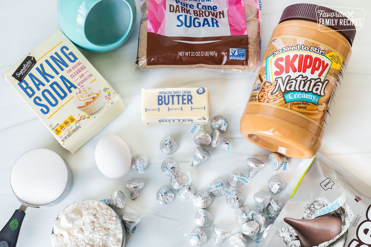 Ingredients to make peanut butter blossoms