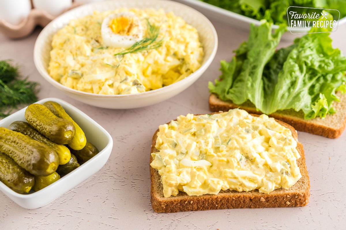 Egg salad on a piece of toast