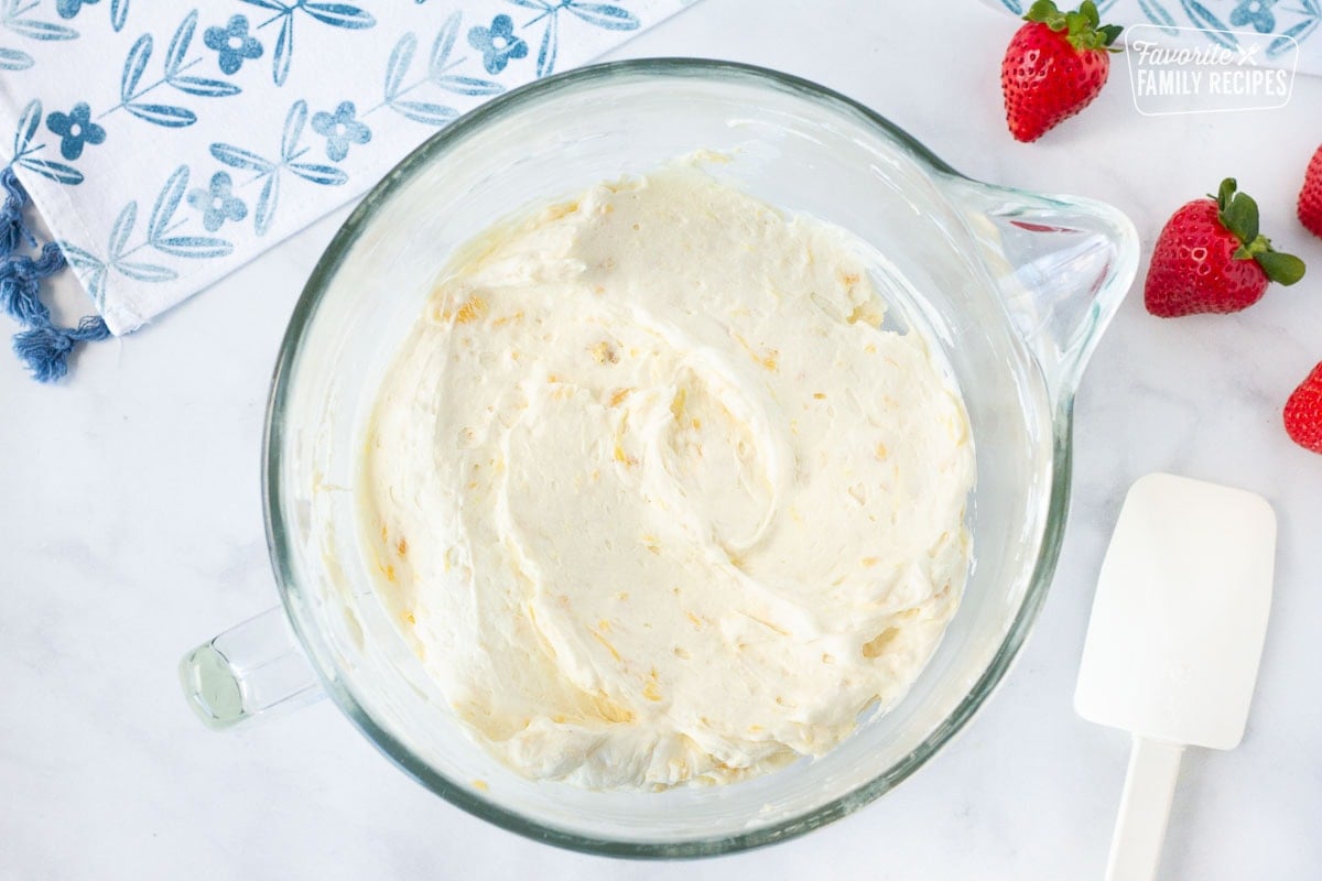 Bowl of Pineapple topping for Angel Food Cake.