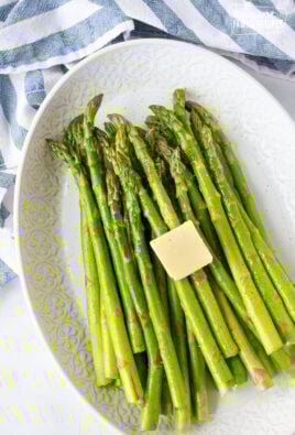 Dish of Sweet Sautéed Asparagus with butter.