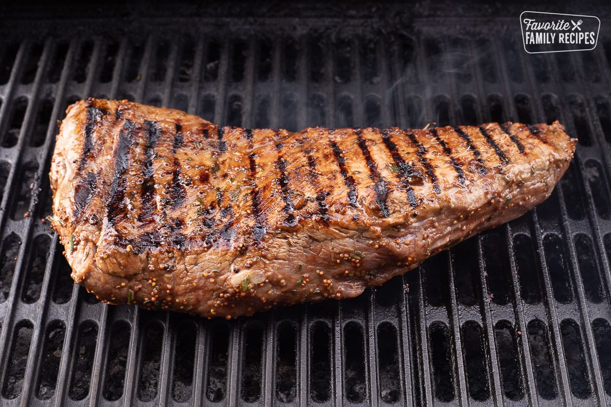 Searing a Tri Tip Roast on a barbecue grill.