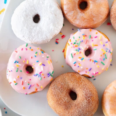 Close up of decorated Homemade Donuts.