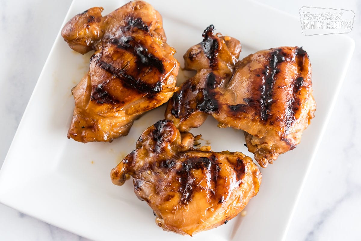 Three pieces of grilled teriyaki chicken