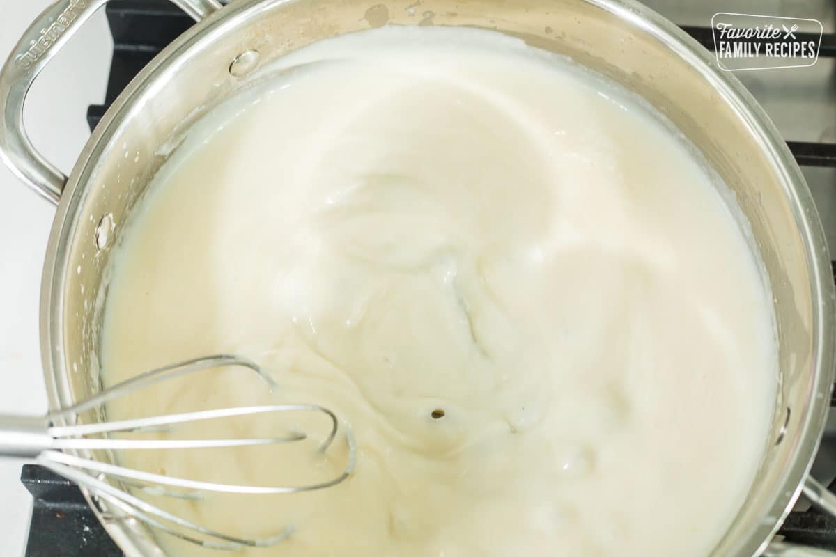 A white sauce made with butter, flour, and milk for creamed peas
