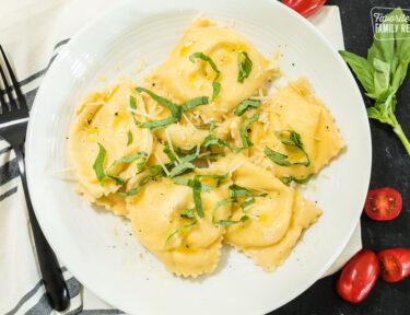 A plate of homemade ravioli