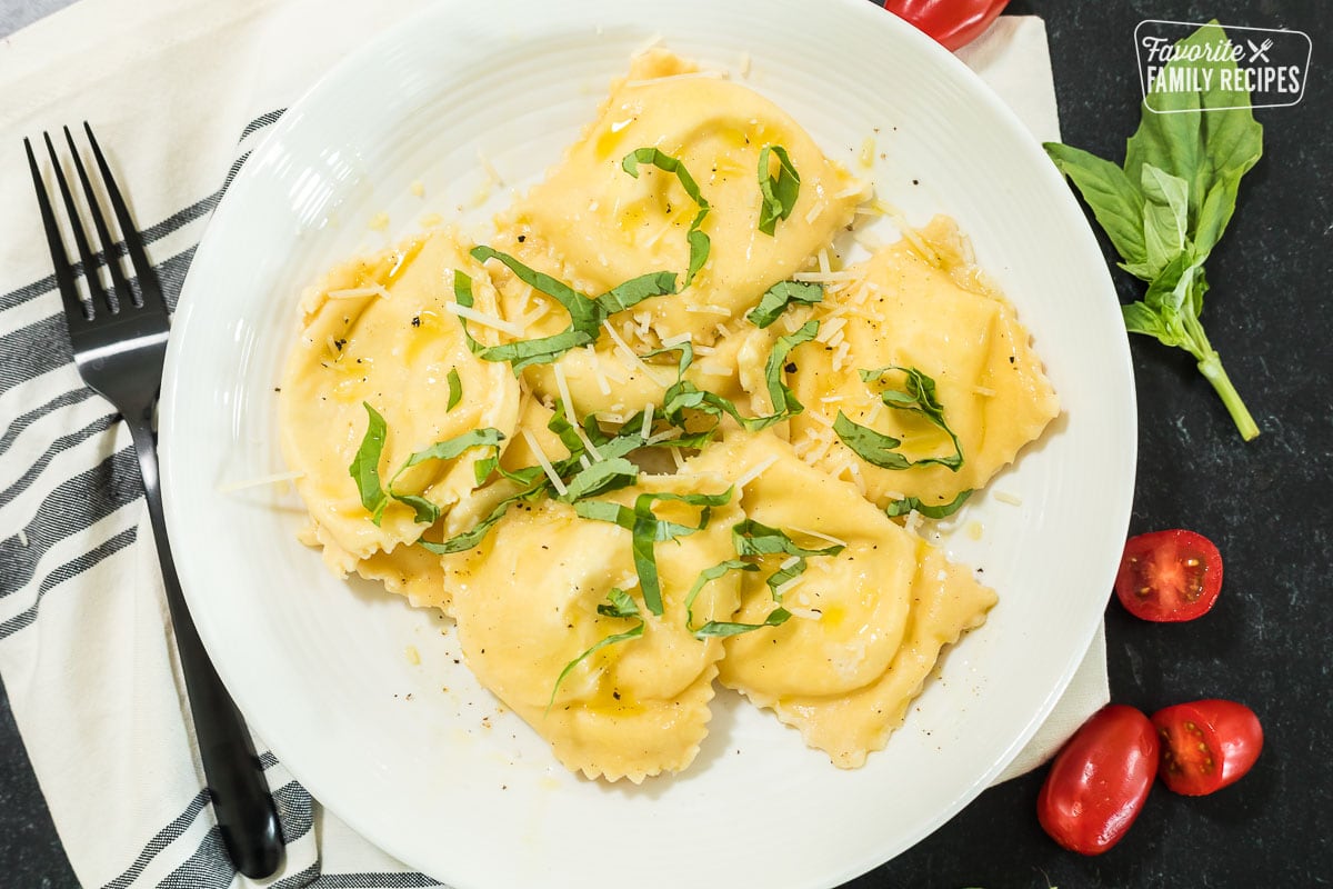 A plate of homemade ravioli 