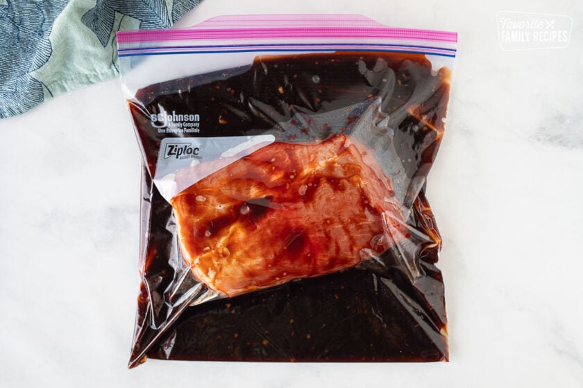 Bag with pork and marinade for Char Siu.