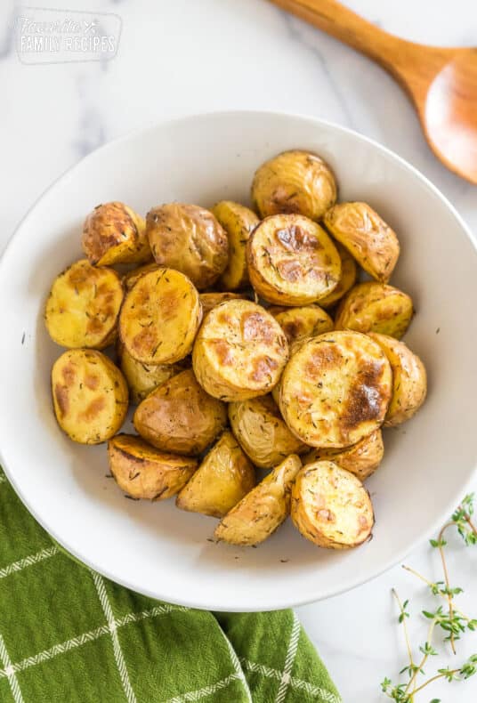 roasted baby potatoes in a bowl