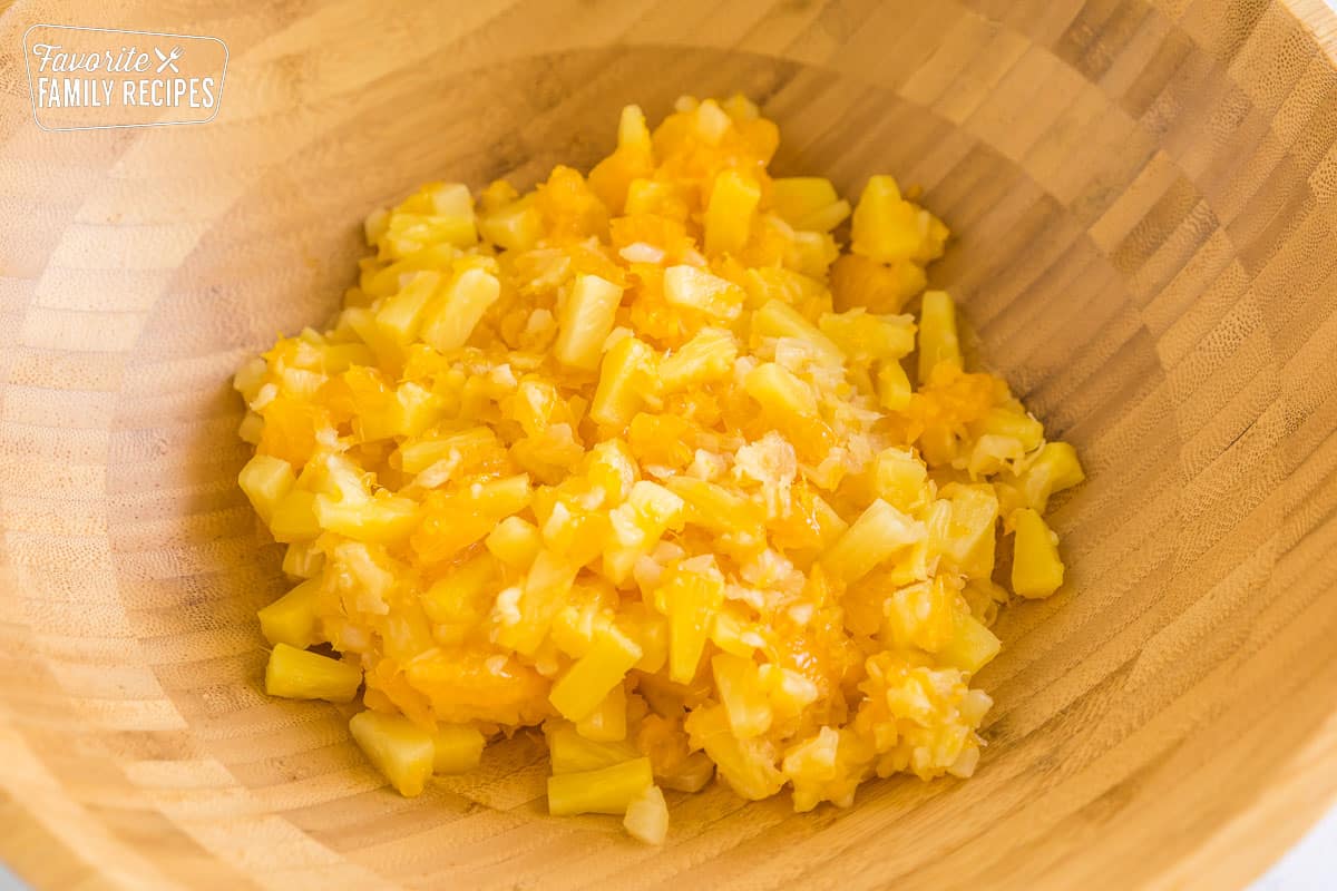 Pineapple and mandarin oranges in a bowl
