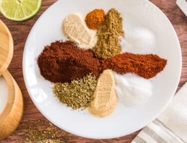 spices for homemade fajita seasoning on a plate