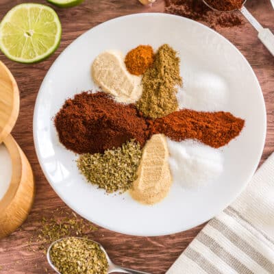 spices for homemade fajita seasoning on a plate