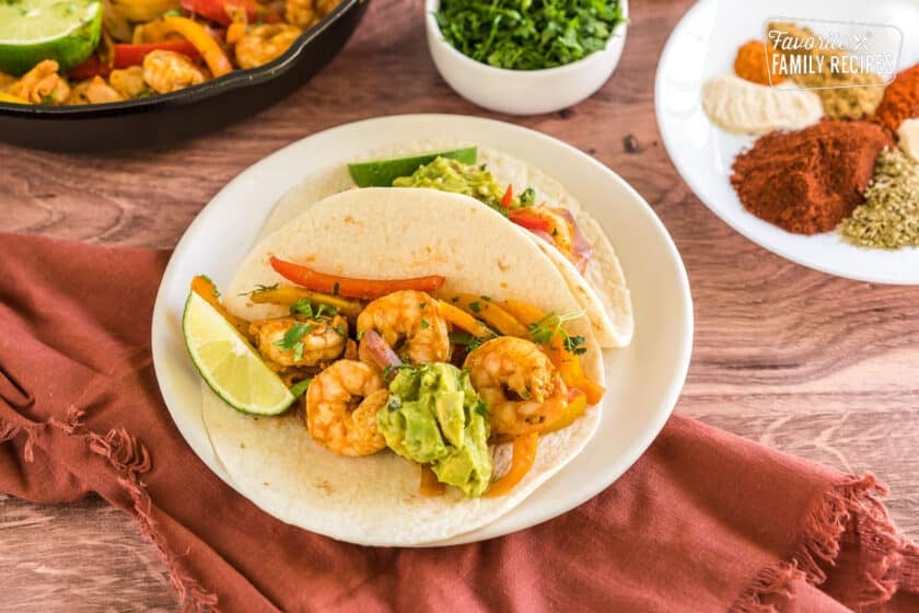 shrimp fajitas on a plate
