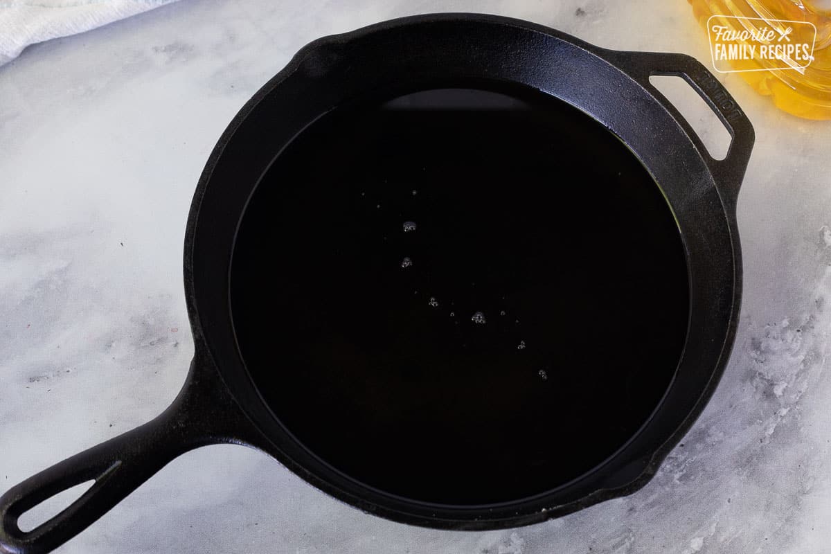 Skillet with oil to fry Fry Bread.