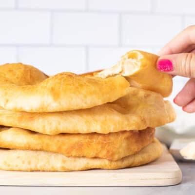 Tearing a piece of Fry Bread.