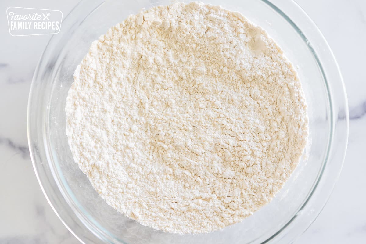 flour in a large glass bowl