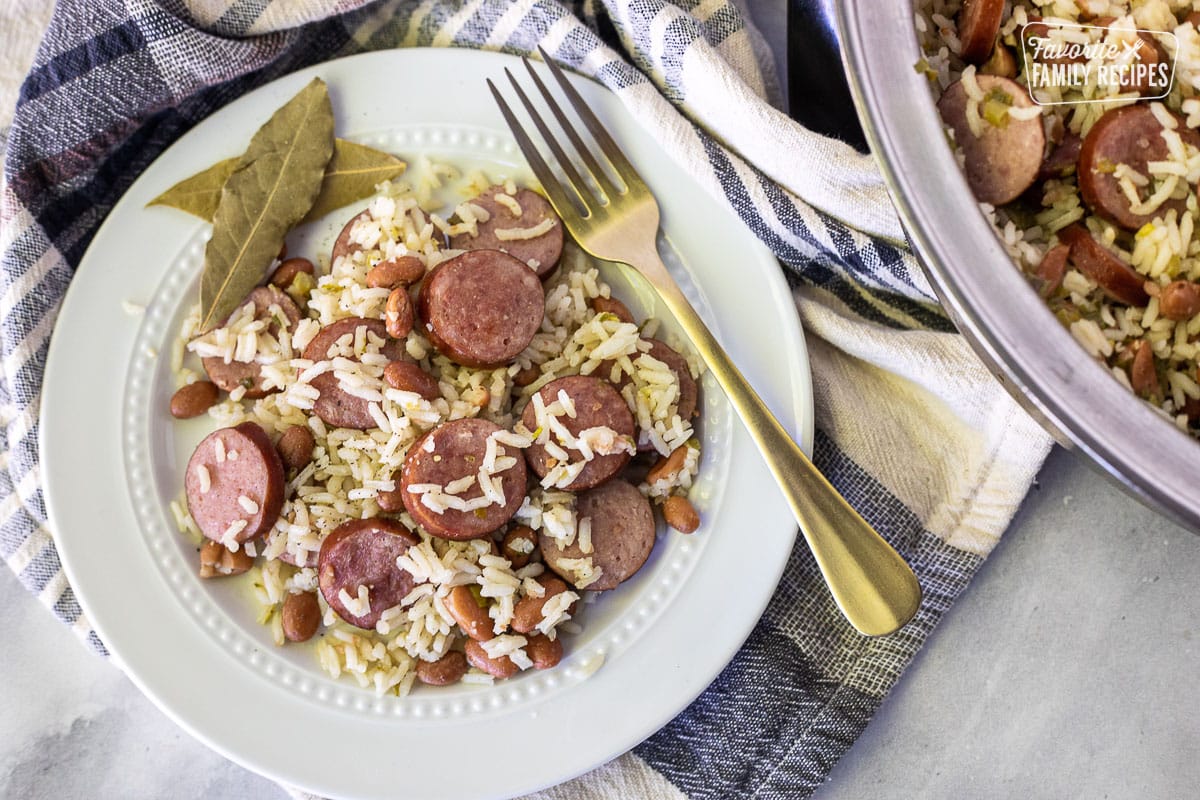 Plate with Brazilian Rice and Beans.