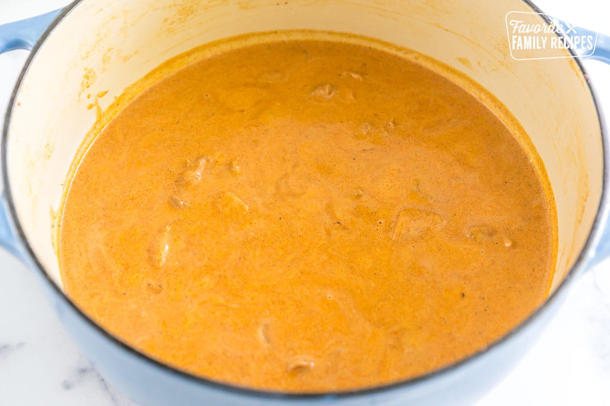 Chicken Paprikash in a large dutch oven pot