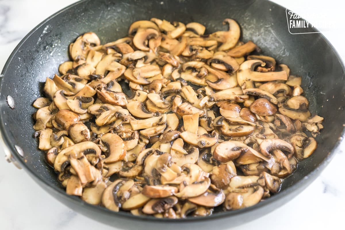 sautéed mushrooms in a pan