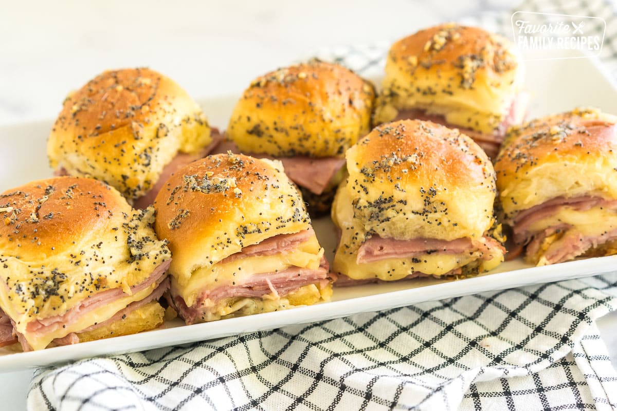 Ham and Cheese Sliders on a platter