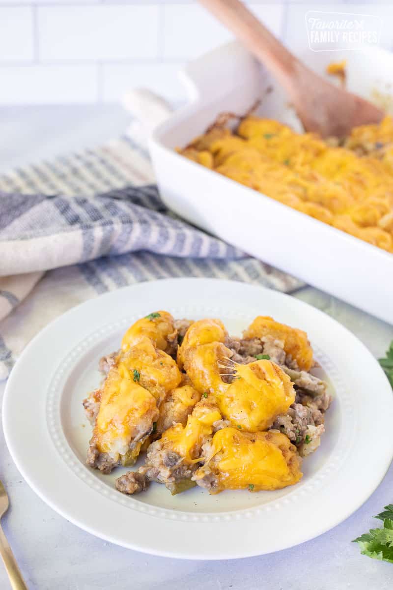 Tater Tot Casserole on a plate.