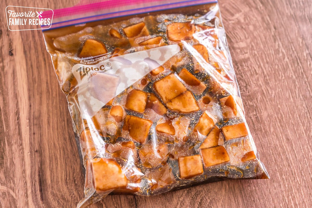 Spam marinating in a ziplock bag