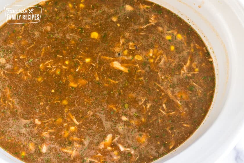 soup cooking in a crock pot