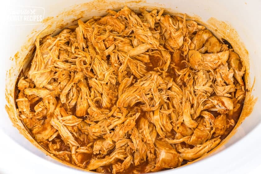 shredded chicken in a crock pot