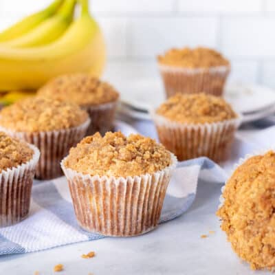 Healthy Banana Muffins spread out.