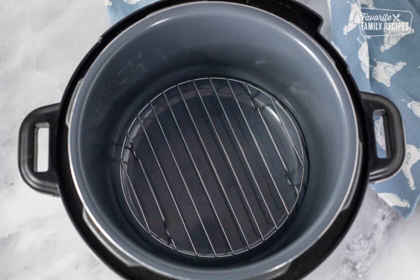 Instant Pot with trivet for Boiled Eggs.