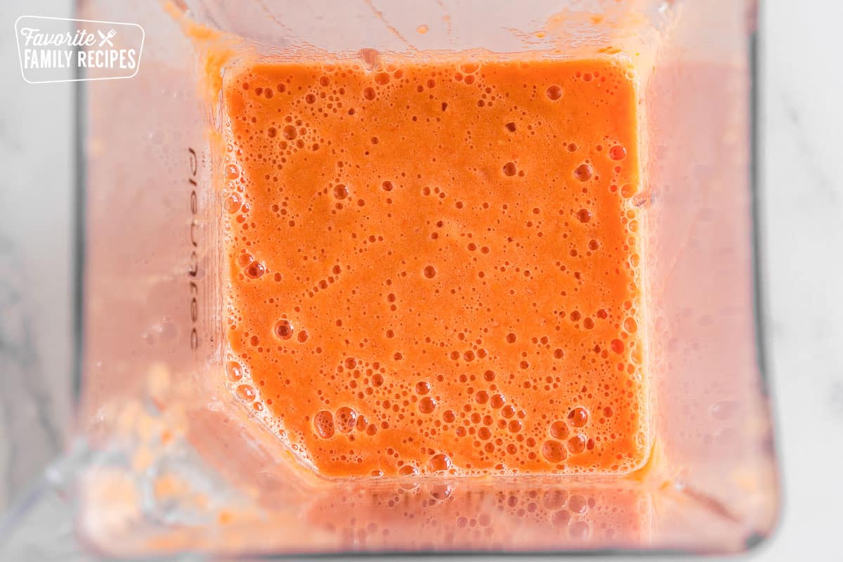 tomatoes, onions, and peppers blended in a blender