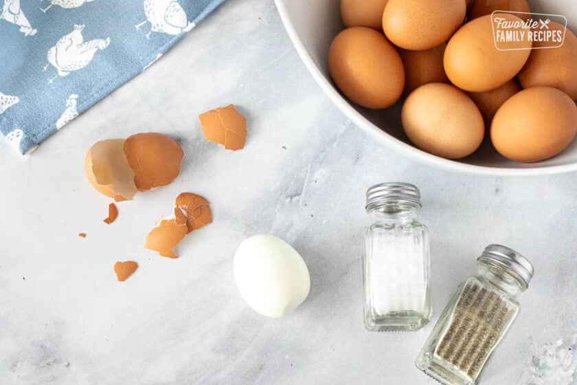 Peeled open Instant Pot Boiled Egg.