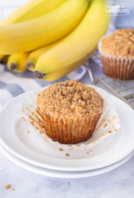 Peeled liner on a Healthy Banana Muffin.