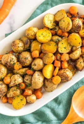 Roasted Potatoes and Carrots on a platter