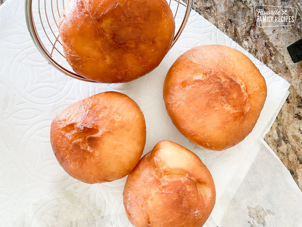 fried Malasadas just out of the fryer