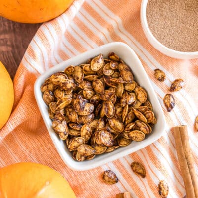 pumpkin seeds in a small bowl