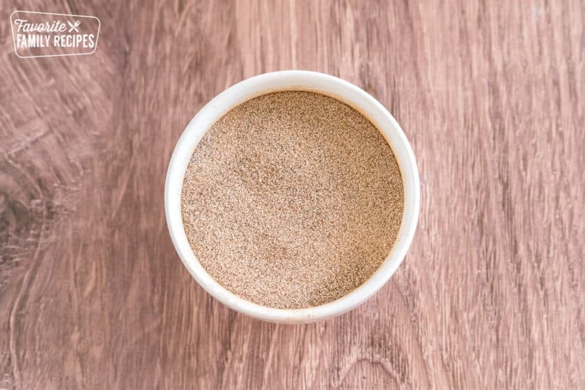 a small bowl of cinnamon sugar