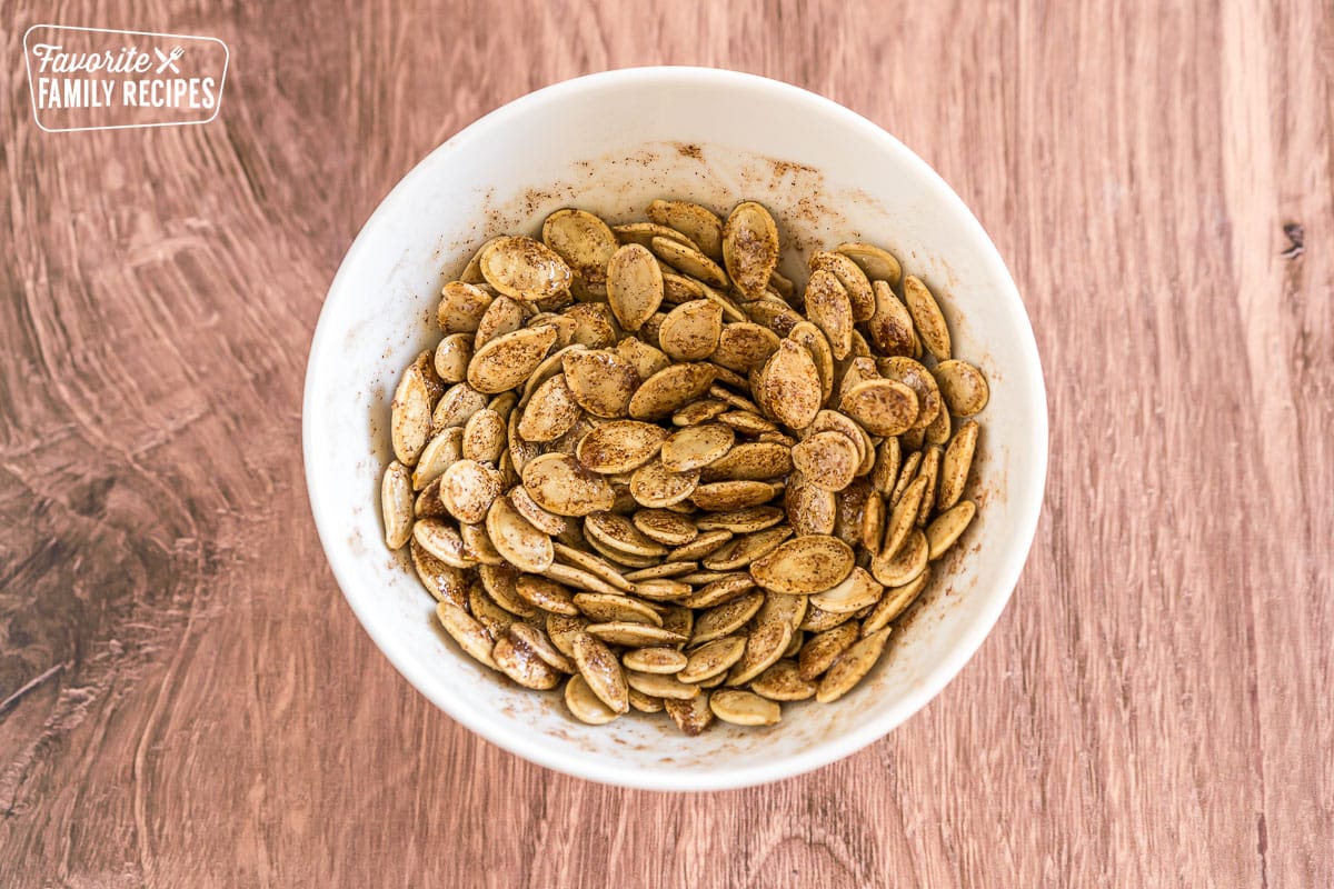 pumpkin seeds toasted in cinnamon sugar and butter