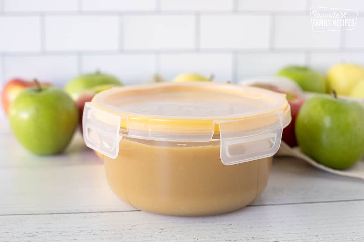Sealed container of Caramel Apple Dip.